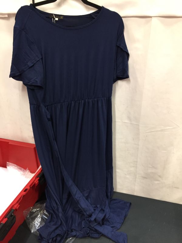 Photo 1 of Womens plain casual belt dress deep blue size large 
