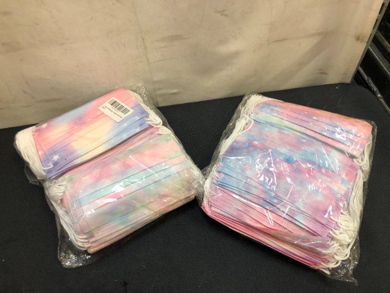 Photo 1 of 2 Pack of 100 Pieces Each Colorful Kids Disposable Face Mask Childrens 5Ply Protective Breathable Kids Face Mask Boys Girls Outdoor School  
