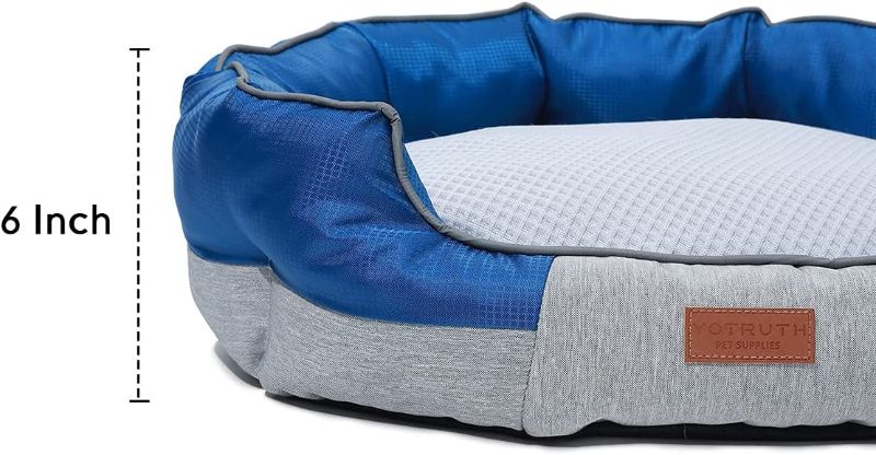 Photo 2 of Yotruth Small Dog Bed & Cat Bed, Round Pet Beds for Indoor Cats or Small Dogs, Round Easy Clean Soft Scratch-Resistant& Mesh Fabric Pet Supplies, Slip-Resistant Oxford Bottom, Blue

