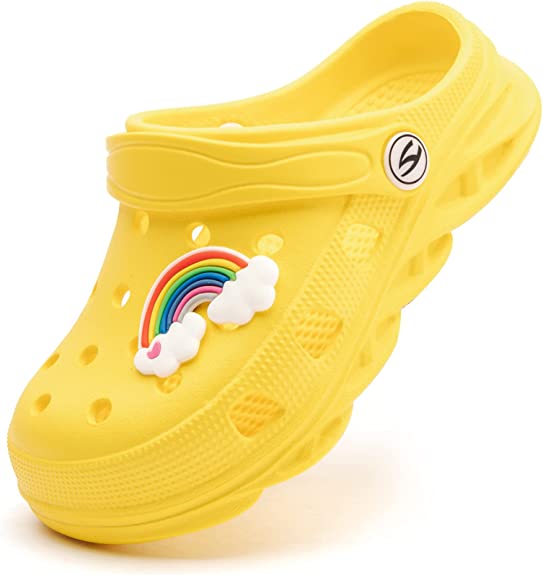Photo 1 of HOBIBEAR Boys Girls Classic Graphic Garden Clogs Slip on Water Shoes Size - 20  Color - Lemon 
