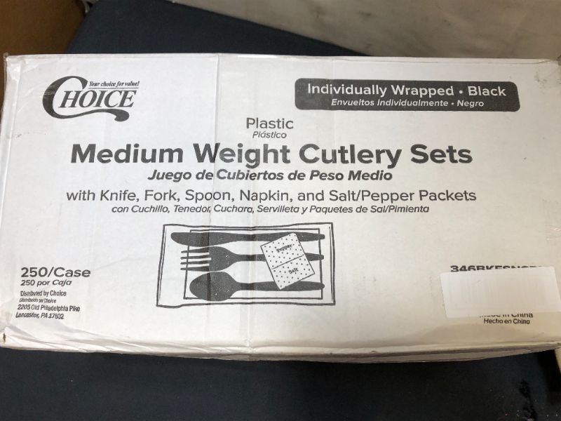 Photo 1 of 250 Count Knife/Fork/Spoon/Napkin/Salt & Pepper Packets 