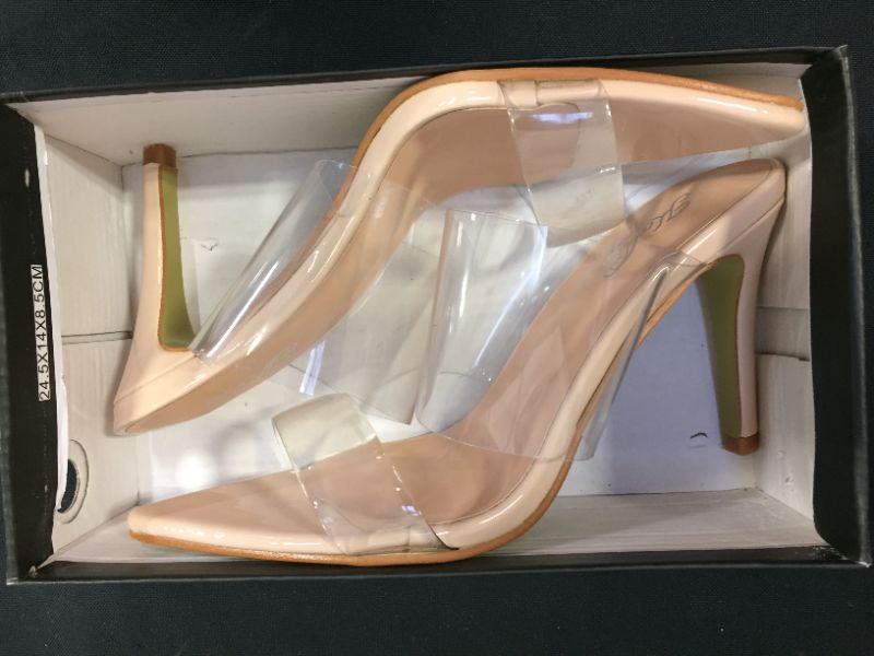 Photo 1 of Katliu Women's Clear Pointed Toe Heels Sandals Transparent Strap Stiletto High Heels Slip on Mules Heeled Sandals
SIZE 37