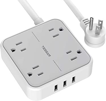 Photo 1 of Power Strip with 3 USB Ports, TESSAN 5 ft Extension Cord Flat Plug with 4 Outlets, Overload Protection Indoor Desk Charging Station, Mountable Compact for Travel, Cruise Ship, and Dorm Essentials
