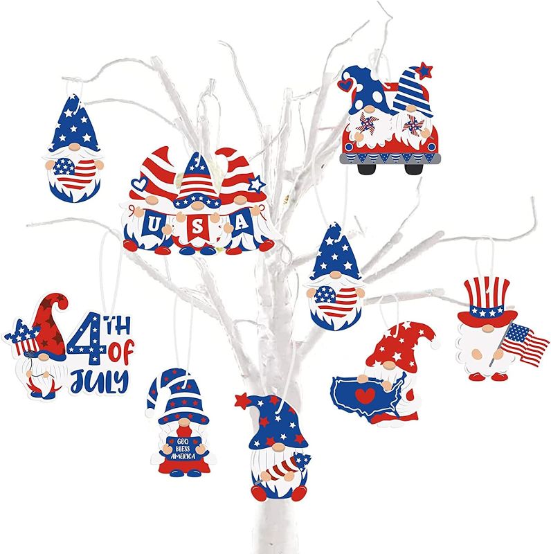 Photo 2 of 4th of July Gnomes Hanging Ornaments (8 Shape Designs), Independence Day Tree Ornaments Patriotic Holiday Party Hanging Decorations Fourth of July Gifts Ideas 24pcs
