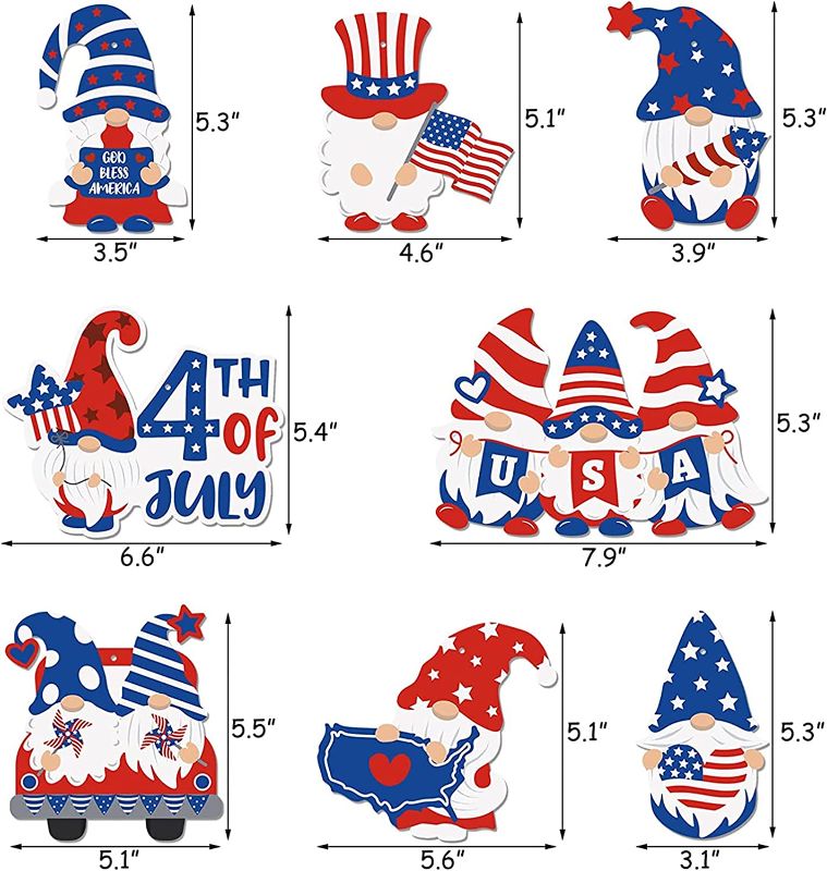 Photo 1 of 4th of July Gnomes Hanging Ornaments (8 Shape Designs), Independence Day Tree Ornaments Patriotic Holiday Party Hanging Decorations Fourth of July Gifts Ideas 24pcs
