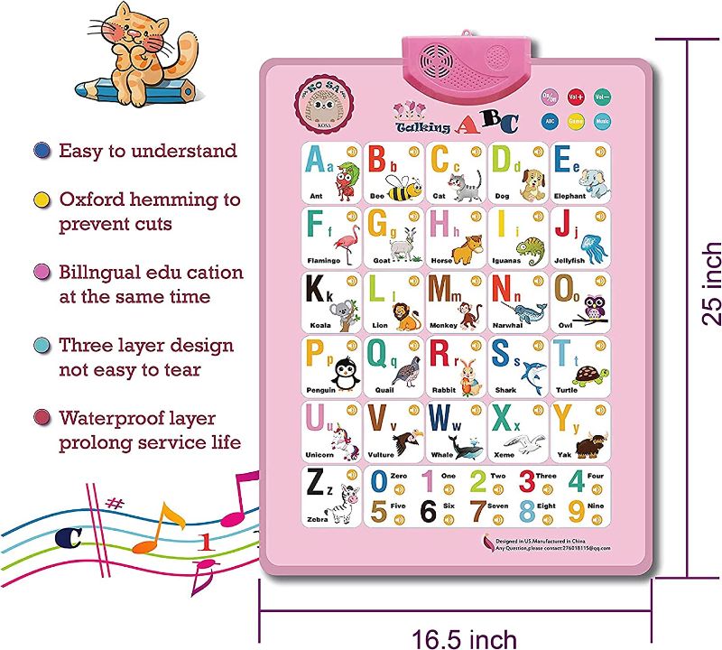 Photo 1 of Electronic Interactive Alphabet Wall Chart Speech Therapy Toys,Talking ABC & 123s & Alphabet Poster. Best Educational Toy for Toddler Kids Fun Learning Toys at Daycare,Kindergarten for Boys & Girls
