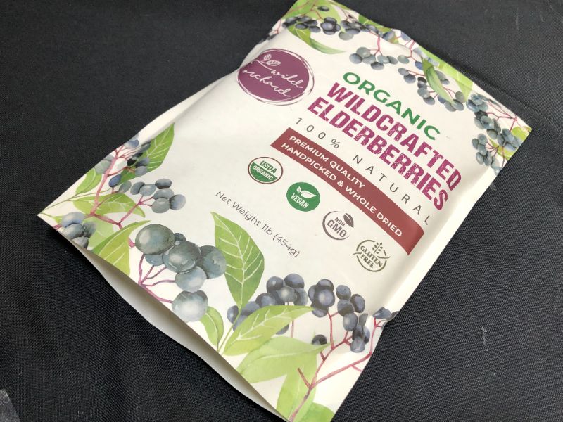 Photo 2 of 100% USDA Certified Organic Whole Dried Elderberries (Sambucus Nigra) | 1lb bag | Premium Quality | European Wildcrafted | Natural Immune Support | Vegan | Non-GMO | Gluten Free | Recyclable Packaging ---EXP DATE 10-2022
