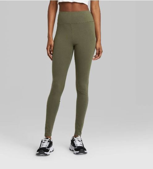 Photo 1 of High-Waisted Classic Leggings - color  DEEP OLIVE WOMENS EXTRA SMALL 