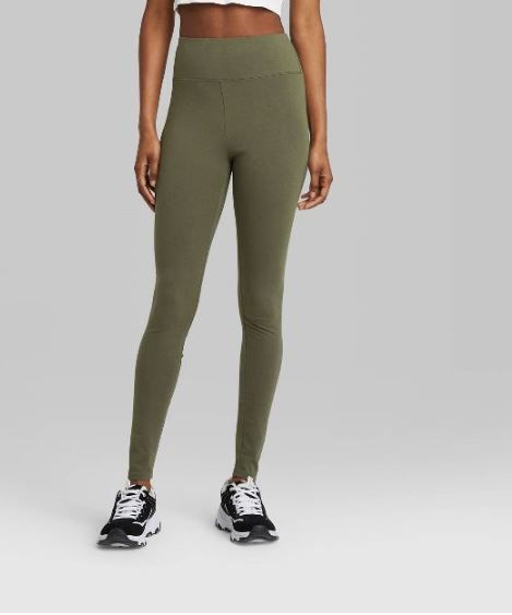 Photo 1 of High-Waisted Classic Leggings - color  DEEP OLIVE WOMENS EXTRA SMALL 