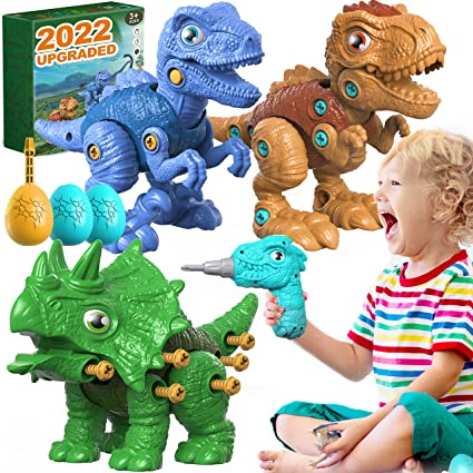 Photo 1 of  Take Apart Dinosaur Toys with 3 Dinosaurs, 3 Dinosaur Eggs, 1 Dinosaur Electric Drill, STEM Educational Construction Building Kids Toys for 3 4 5 6 7 8 Year Old Boys Girls Gifts
