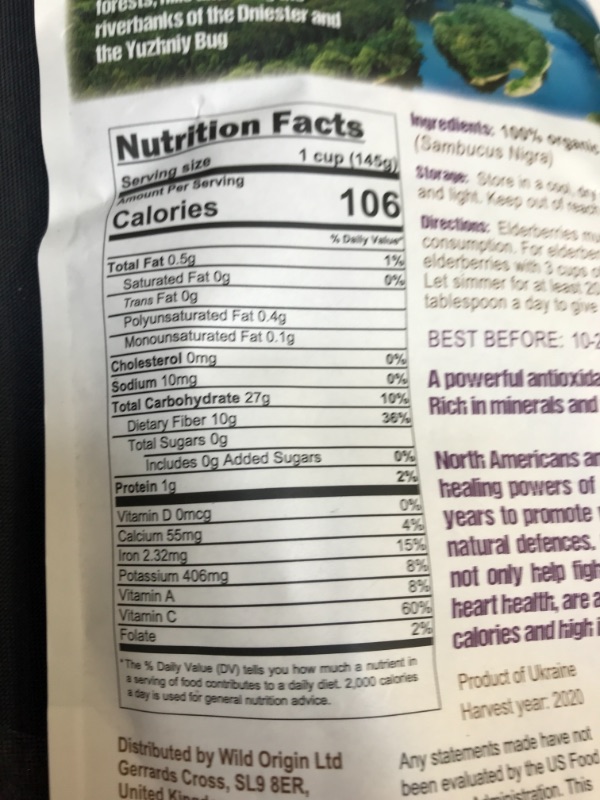 Photo 3 of 100% USDA Certified Organic Whole Dried Elderberries (Sambucus Nigra) | 1lb bag | Premium Quality | European Wildcrafted | Natural Immune Support | Vegan | Non-GMO | Gluten Free |BB 10/2022
