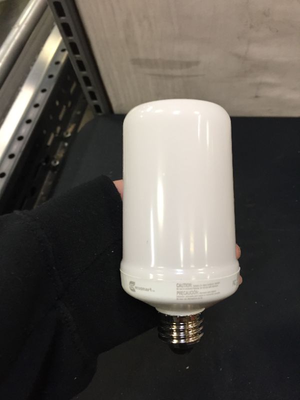 Photo 3 of 3-Watt Equivalent A19 Cylinder Flame Design LED Light Bulb Amber (1-Pack)
