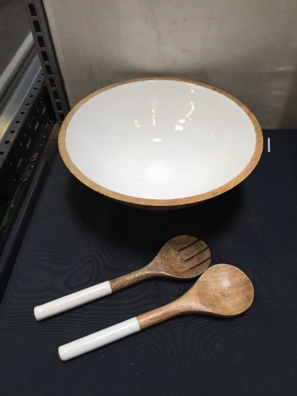 Photo 1 of wooden salad bowl with servers 