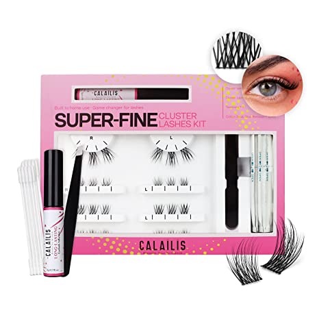 Photo 1 of DIY Eyelash Extension,CALAILIS Cluster Lashes Individual Cluster Lashes Kit Super Thin Glue-based Band with 48 Hours Cluster Lash Glue, Tweezers and Cotton Swab Glue Remover,03 kit