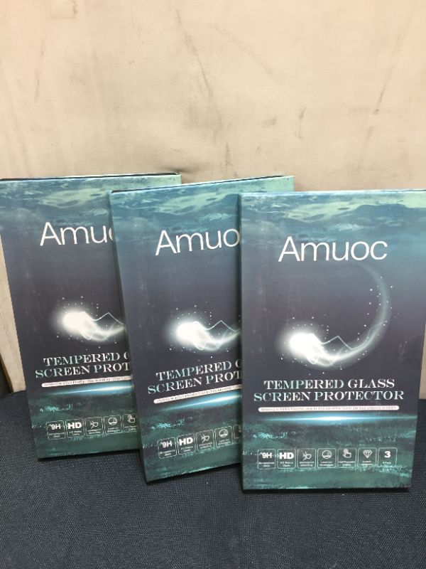 Photo 2 of Amuoc 3 Pk Tempered Glass Screen Protector for iPhone 13/ iPhone 13 Pro (3BOXES!!)