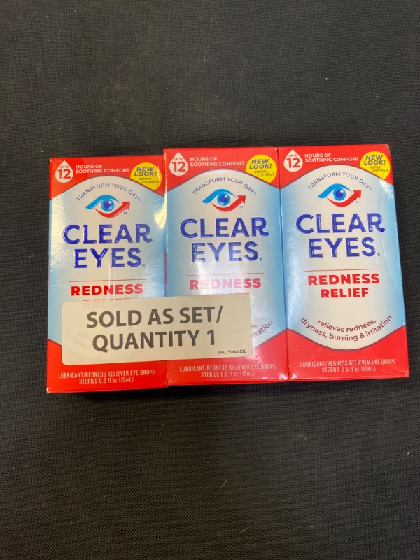 Photo 2 of Clear Eyes Redness Relief Eye Drops, 0.5 FL OZ, 3 Pack