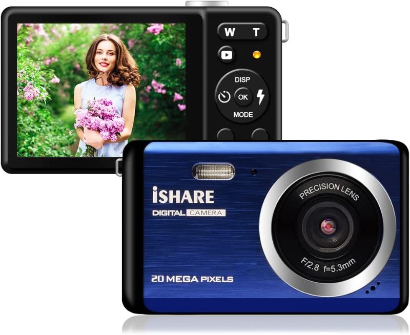 Photo 1 of Digital Camera for Photography, Rechargeable 20MP Point and Shoot Camera with 2.8" LCD 8X Digital Zoom for Kids Teens Elders?Blue?