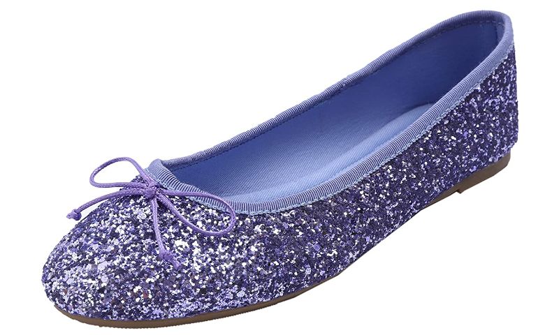 Photo 1 of FEVERSOLE Women's Macaroon Sparkle Colorful Memory Foam Cushion Insock Ballet Flats, Glitter Lavender, --Size 6.5--