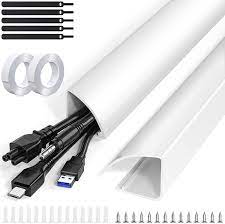 Photo 1 of (COLOR MAY VARY) 125.6in Corner Cable Concealer, Delamu Wire Covers for Cords, Corner Cord Hider Wire Concealer, Paintable Corner Cord Cover, Quarter Round Cable Raceway for Wall, Floor, Baseboard, Ceiling, 8×L15.7in (FACTORY SEALED
