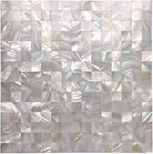 Photo 1 of Art3d Mother of Pearl Oyster White Mini Square 12" X 12" Mosaic Tiles Seamless Splice Pack of 6
