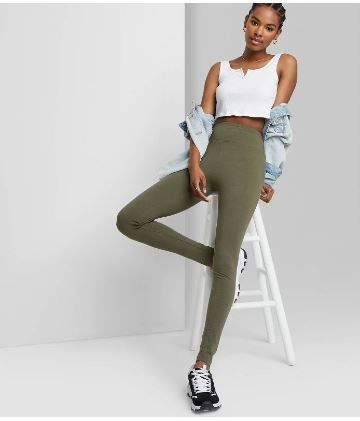 Photo 1 of Women's High-Waisted Classic Leggings - Wild Fable™ ( SIZE: XSMALL ) ( COLOR: DEEP OLIVE ) 
