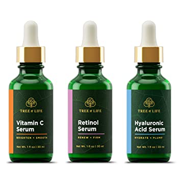 Photo 1 of NEW LOOK | Tree of Life Vitamin C Serum, Retinol Serum and Hyaluronic Acid Serum for Brightening, Firming, and Hydrating for Face; Total Skin Reset Day & Night, 3 Count x 1 Fl Oz ( exp: 12/2024)
