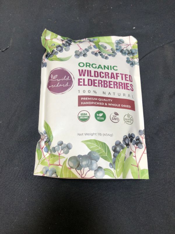 Photo 2 of 100% USDA Certified Organic Whole Dried Elderberries (Sambucus Nigra) | 1lb bag | Premium Quality | European Wildcrafted | Natural Immune Support | Vegan | Non-GMO | Gluten Free | Recyclable Packaging ( exp: 10/2022)
