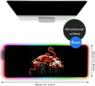 Photo 1 of ZYCCW Large RGB Gaming XXL Mouse Pad with Stitched Edge 31.5×15.7×0.15 Flamingo Mouse Mat Customized Extended Glowing Led Gaming Mouse Pad Anti-Slip Rubber Base Ergonomic Mouse Pad for Computer
