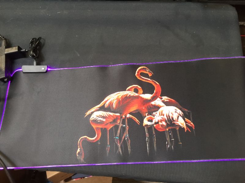 Photo 5 of ZYCCW Large RGB Gaming XXL Mouse Pad with Stitched Edge 31.5×15.7×0.15 Flamingo Mouse Mat Customized Extended Glowing Led Gaming Mouse Pad Anti-Slip Rubber Base Ergonomic Mouse Pad for Computer
