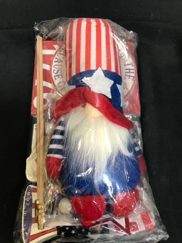 Photo 2 of 4th of July Decorations Tiered Tray Decor, Patriotic Decorations 3D Wood Sign Fourth of July Decorations for American Independence Memorial Day Kitchen Home Party Decor (8 PCS)
