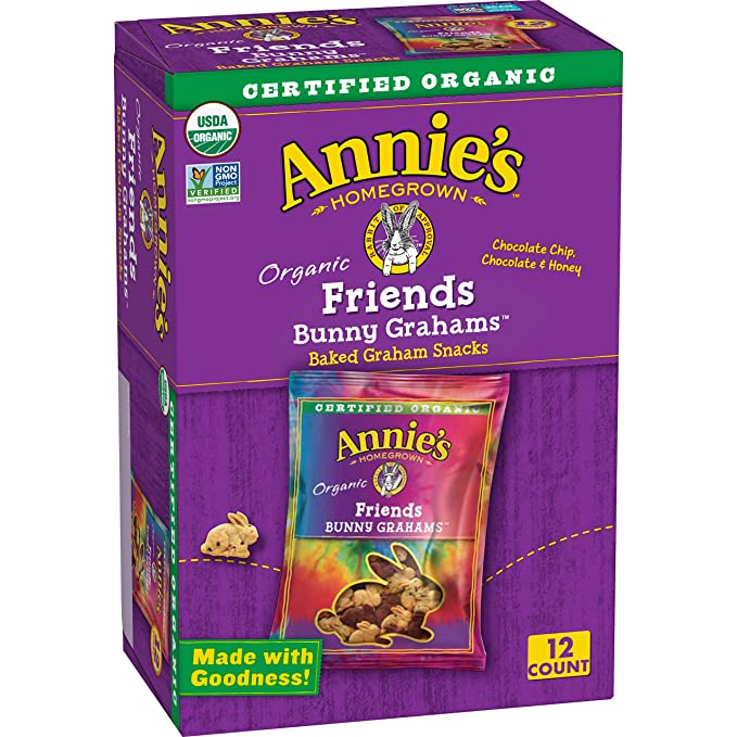 Photo 1 of Annie's Organic Friends Bunny Graham Snacks, Chocolate Chip, Chocolate & Honey, 12 Packets
BB- AUG 2022