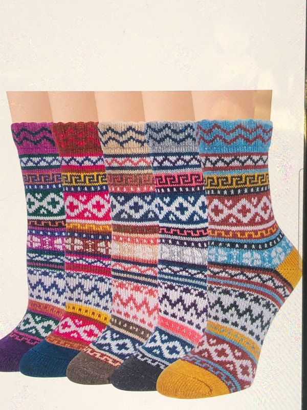 Photo 1 of justay winter womens wool socks vintage warm socks thick cozy 5 pr.