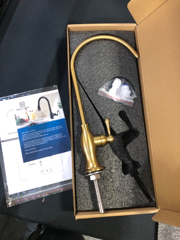 Photo 2 of Brushed Gold Drinking Water Purifier Faucet, Delle Rosa Gold Water Faucet for Under Sink Water Filter System, Modern Brass RO Faucet,Brushed Gold Bar Sink Faucet