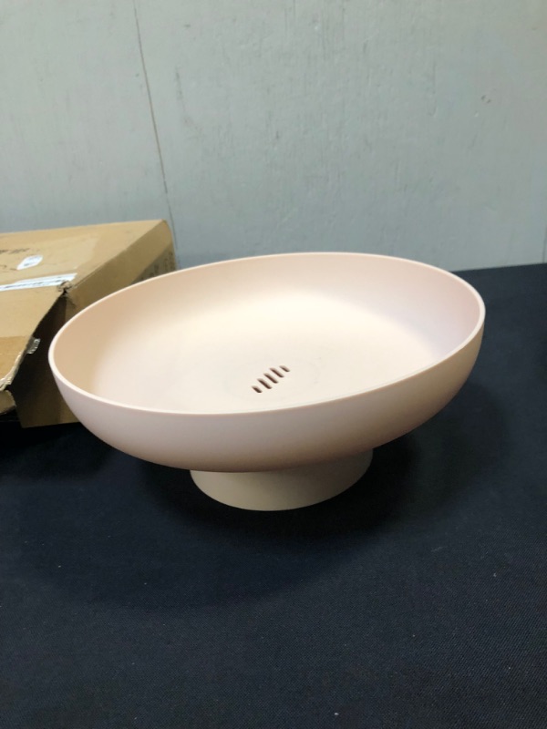 Photo 2 of 10.4 Inch Fruit Bowl , Fruit Bowl For Kitchen Counter, Pedestal Fruit Bowl For Table Countertop, Decorative Fruit Bowls For Home, Pink