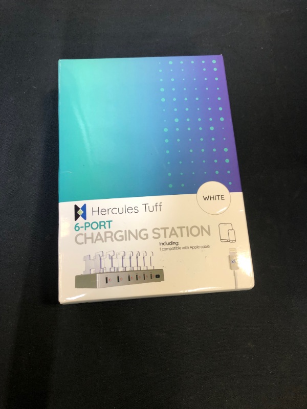 Photo 3 of Hercules Tuff Charging Station for Multiple Devices, with 6 USB Fast Ports, Compatible with Cell Phones, Smart Phones, Tablets, and Other Electronics, White