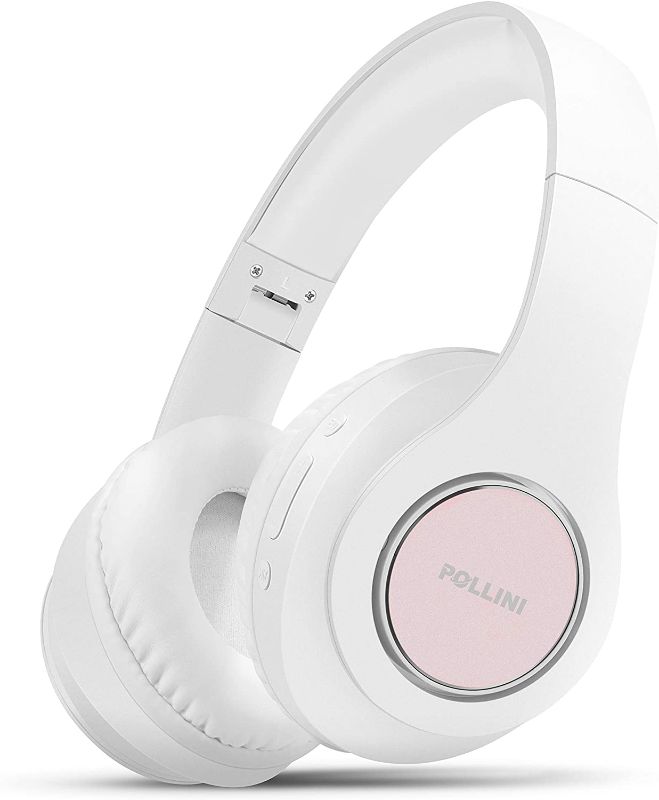 Photo 1 of Bluetooth Headphones Wireless, pollini 40H Playtime Foldable Over Ear Headphones with Microphone, Deep Bass Stereo Headset with Soft Memory-Protein Earmuffs for iPhone/Android Cell Phone/PC (White)