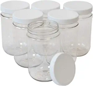 Photo 1 of  16 Oz Clear Plastic Mason Jars With Ribbed Liner Screw On Lids, Wide Mouth, ECO, BPA Free, PET Plastic6 Pack (16 Ounces)
