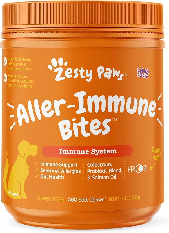 Photo 1 of Zesty Paws Allergy Immune Supplement for Dogs Lamb- with Omega 3 Wild Alaskan Salmon Fish Oil and EpiCor Digestive Prebiotics and Probiotics Anti Itch Skin Hot Spots Seasonal Allergies - 250 Count Bets BY Sept 2022

