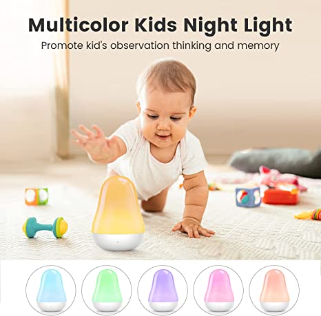 Photo 1 of Luposwiten Night Light for Kids with Touch Sensor Control and Color Changing Mode | Night Lights for Kids Room with 1 Hour Timer Up to 80H, White
