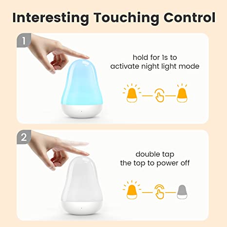 Photo 1 of Luposwiten Night Light for Kids with Touch Sensor Control and Color Changing Mode | Night Lights for Kids Room with 1 Hour Timer Up to 80H, White
