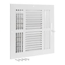 Photo 1 of 10 In. X 10 In. 4-Way Steel Wall/Ceiling Register In White