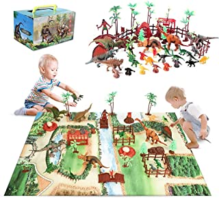 Photo 1 of Dinosaur Toys with 26 Dinosaur Figures, Big Activity Play Mat and 30 Dino Accessories, Dinosaur Playset for Age 3 4 5 6 7 8 9 Years Old Kids Boys Girls Gifts