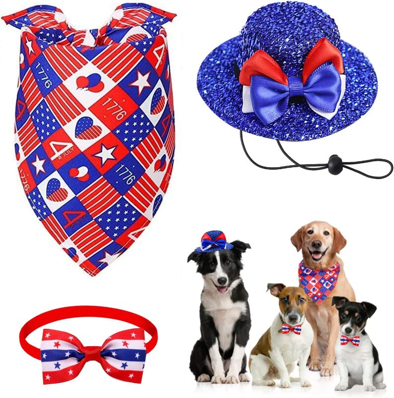 Photo 1 of 4th of July Dog Bandanas 3 Pack,Independence Day Dog Puppy Scarf Hat,Collar Bandana for Small, Medium, Large Dogs Puppies Cats
