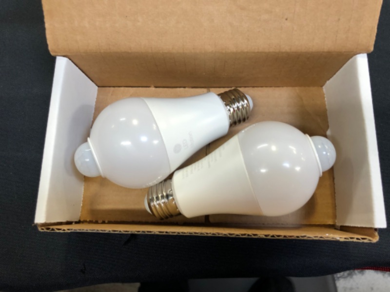 Photo 2 of GE LED+ Outdoor Security Light Bulbs with Motion Sensors, Warm White, Medium Base (Pack of 2)
