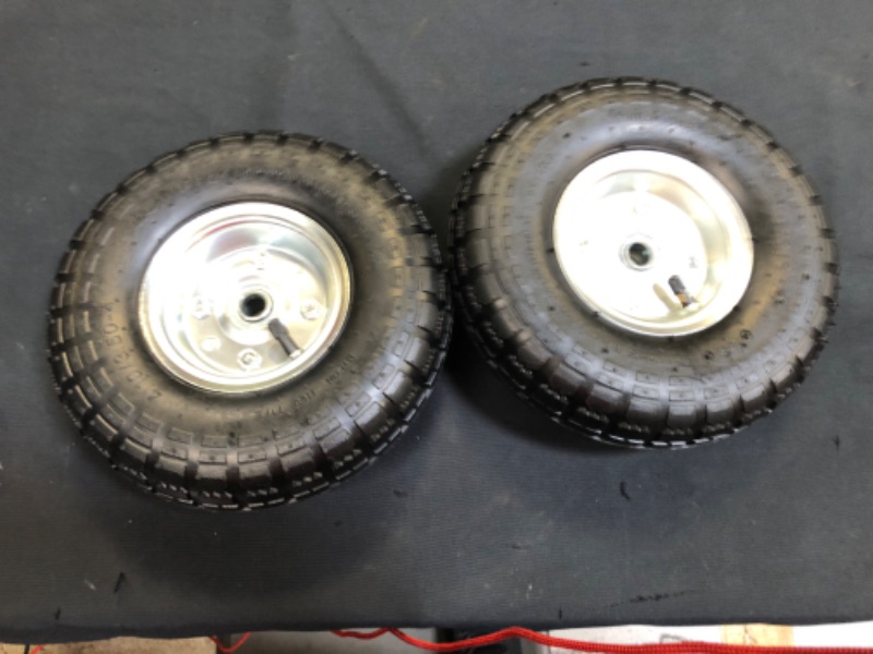 Photo 2 of (2 Pack) AR-PRO 10" Heavy-Duty Replacement Tire and Wheel - 4.10/3.50-4" with 10" Inner Tube, 5/8" Axle Bore Hole, 2.2" Offset Hub and Double Sealed Bearings for Hand Trucks and Gorilla Cart
