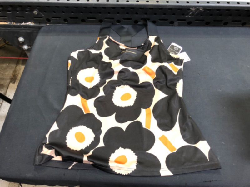 Photo 1 of Adidas x Marimekko | Floral Tennis Athletic Racerback Top Black Work Out size M