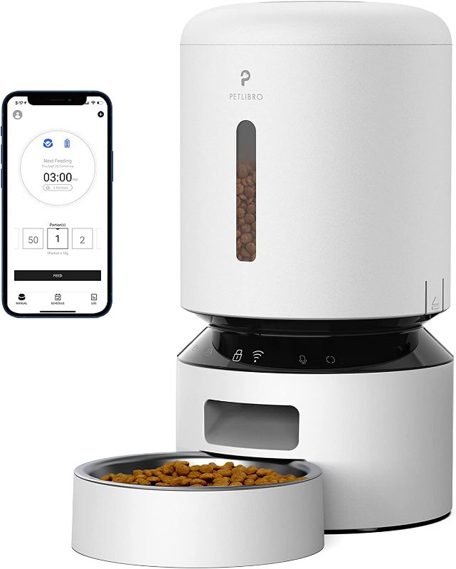 Photo 1 of PETLIBRO Automatic Cat Feeder, 5G WiFi Cat Feeder with APP Control for Pet Dry Food, Stainless Steel Bowl, Low Food& Blockage Sensor, 1-10 Meals Per Day, Up to 10s Meal Call for Cat and Dog
