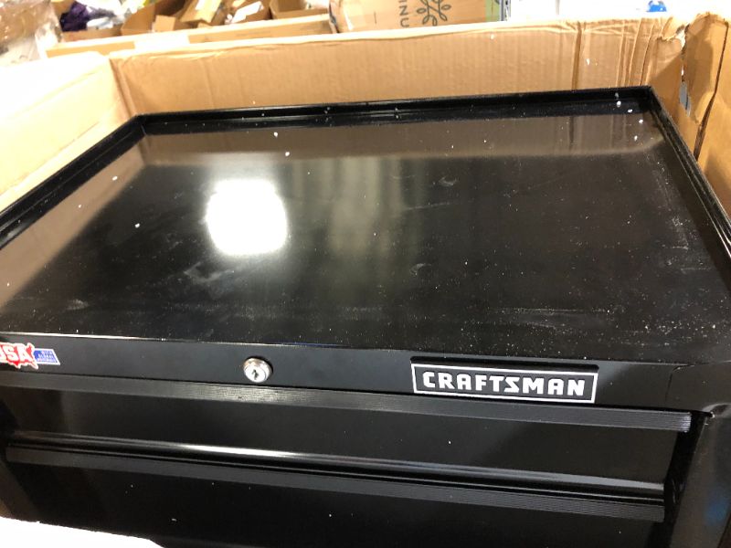 Photo 4 of CRAFTSMAN Tool Chest MISSING DRAWER LINER, 26-Inch, 4 Drawer, Black (CMST82765BK), DENTED. 