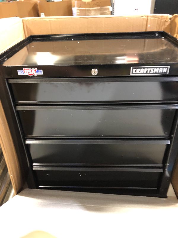 Photo 3 of CRAFTSMAN Tool Chest MISSING DRAWER LINER, 26-Inch, 4 Drawer, Black (CMST82765BK), DENTED. 