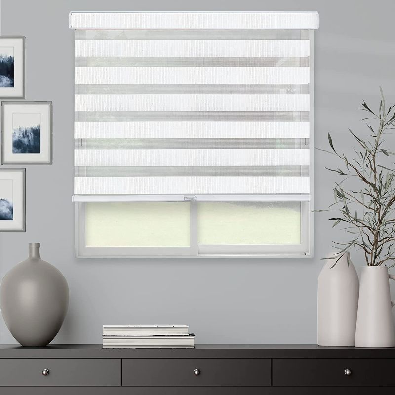 Photo 1 of CHICOLOGY Zebra Blinds , Roller Window Shades , Blinds for Windows , Roller Shades for Windows , Window Shades for Home , Window Shades , Pull Down Shades for Windows , 71" W X 72" H , Basic Arctic
